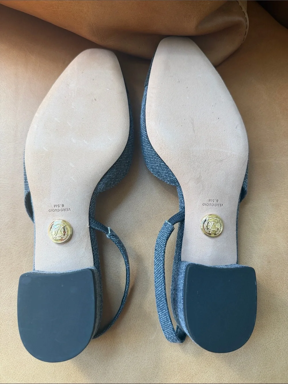 Veronica Beard Cecile Cap Toe Denim Slingback Flats NEW